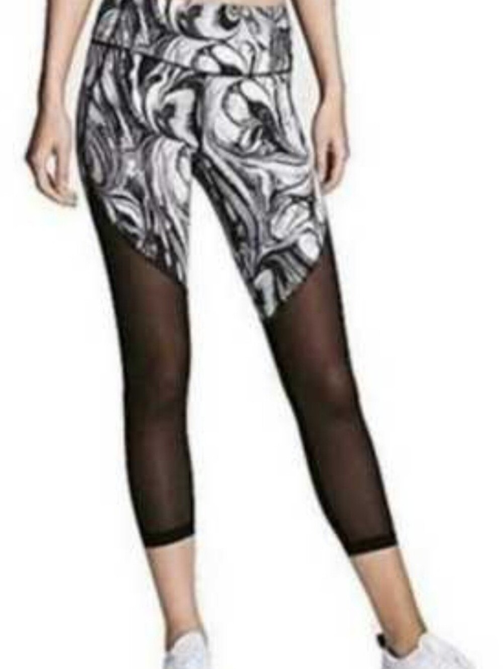 Victoria's Secret Ultimate Capri Leggings Peekaboo Gray/Black Mesh Yoga Small